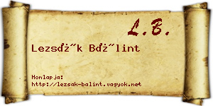 Lezsák Bálint névjegykártya